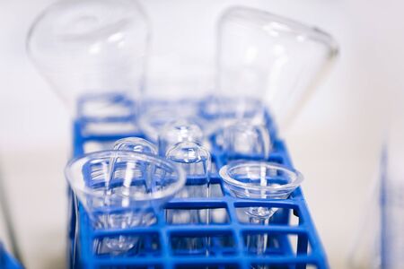 Different laboratory glassware. Test tubes and flasksの写真素材
