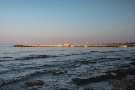 Kallithea, GREECE - August 24, 2019: Evening in Marina - boats off the coast of the village of Kallithea, GREECEのeditorial素材