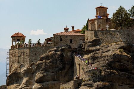The Monastery of Great Meteoron. Landscape with monasteries and rock formations in Meteora, Greece.