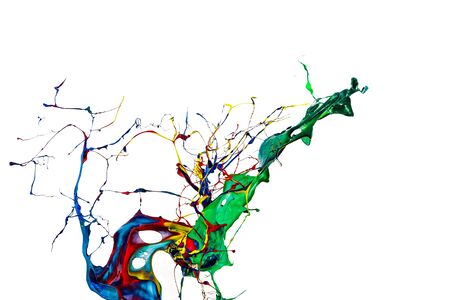 abstract color splash or explosion of colored paints isolated on white background