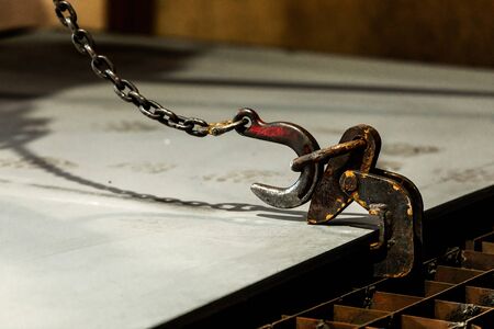 Crane chain and hook at an industrial plant. hooks for lifting steel