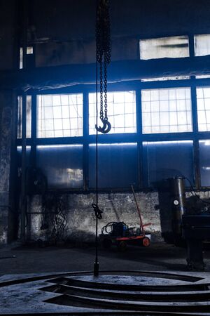 steel chain hook of electric hoist. industrial background.の写真素材