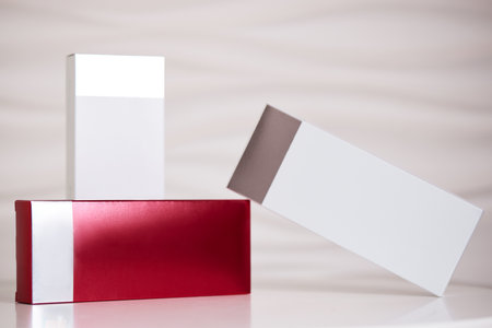 white and red boxes with fillers. health care, medical and phapmacy concept ,