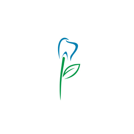 Nature Dental Eco Vector Concept. Tooth Symbol With Blueのイラスト素材