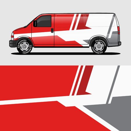 red van wrap design wrapping sticker and decal design for corporate company branding vectorのイラスト素材