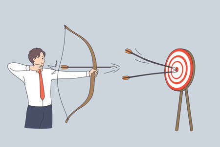 An office worker hits the target. The concept of successのイラスト素材