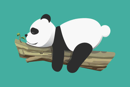 little panda sleeping in a treeのイラスト素材