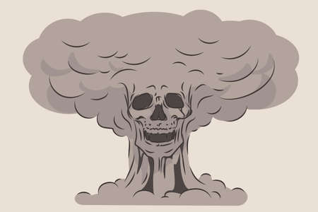 The concept of the apocalypse. Explosion with a skull. vector illustrationのイラスト素材