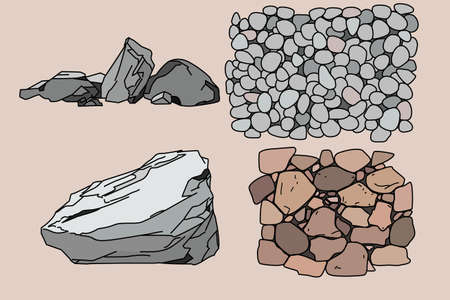 Various stones collection. Stones seamless pattern. vector illustrationのイラスト素材