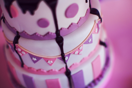 Amazing ping cake for girl's birthday closeupの写真素材