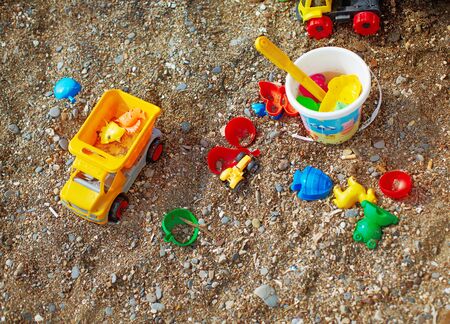 Toys for sand playing on sea sideの写真素材