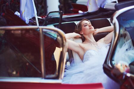Young bride successfully married relaxingの写真素材
