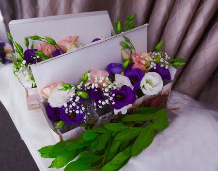 Floristic decoration process of wedding party open air