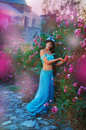 Istanbul, Turkey - July 12 2015: Comic-con 2015 in Istanbul: cosplay costume competition Jasmine Disney princessのeditorial素材