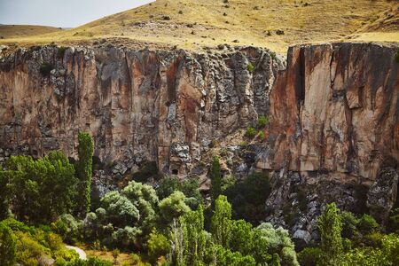 Views of Cappadocia volcanic kanyon cave houses in Turkey