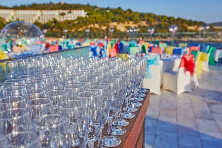 Reseption drinks prepared for guests at partyの写真素材