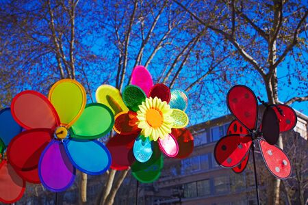 Pinwheel decoration on street