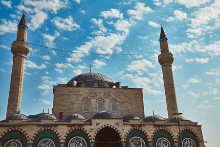 Mevlana tomb and Selimiye mosque at Konya, Turkey known also as mevlana kulliyesi or mevlana turbesi...