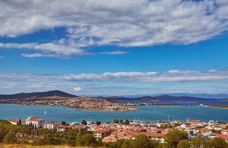 Views of Ayvalik town onCunda island at Aegean side of Turkeyの写真素材