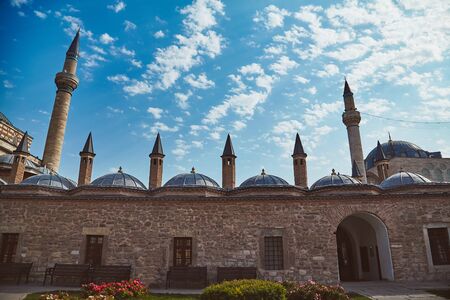 Mevlana tomb and Selimiye mosque at Konya, Turkey known also as mevlana kulliyesi or mevlana turbesi and Selimiye camiiの写真素材