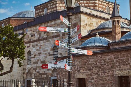 Mevlana tomb and Selimiye mosque at Konya, Turkey known also as mevlana kulliyesi or mevlana turbesi and Selimiye camiiの写真素材