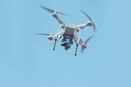 Moscow, Russia, 23 July 2017: Drone fly in blue skyの写真素材