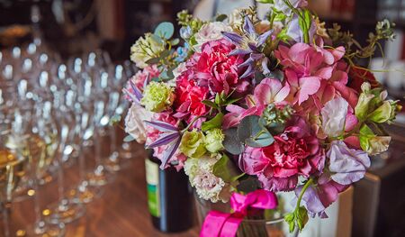 Mixed flowers bouquets on birthday celebrationの写真素材