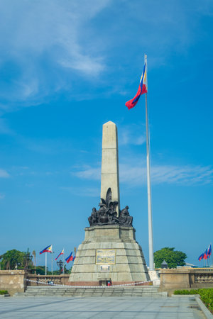 Rizal Park, Manila, Philippines July 2, 2014: The back side of Rizal's Monument at the Rizal Park in Manila, Philippinesのeditorial素材