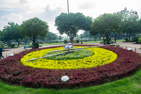 Rizal Park, Manila, Philippines July 2, 2014: The Flower Clock at the Rizal Park in Manila, Philippinesのeditorial素材