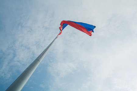 Rizal  Park, Manila, Philippines July 2, 2014: The giant Philippine flag at the Rizal Park in Manila, Philippinesのeditorial素材