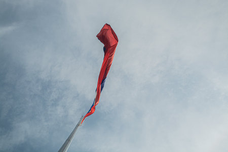 Rizal  Park, Manila, Philippines July 2, 2014: The giant Philippine flag at the Rizal Park in Manila, Philippinesのeditorial素材