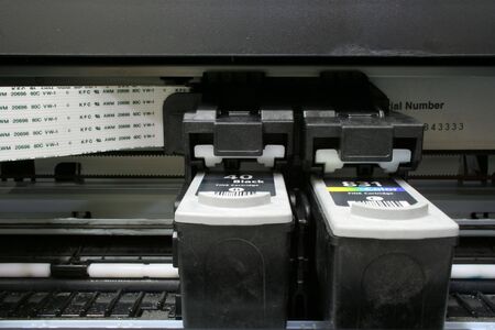 the cartridge of color ink and black ink in the printer