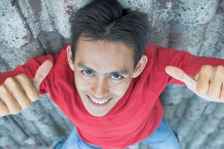 man thumb upの写真素材