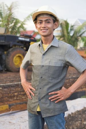 contractor at fieldの写真素材