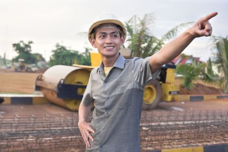 contractor at fieldの写真素材