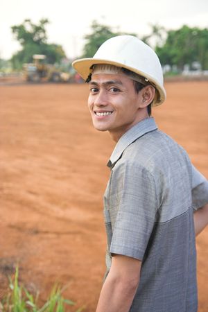 contractor at fieldの写真素材