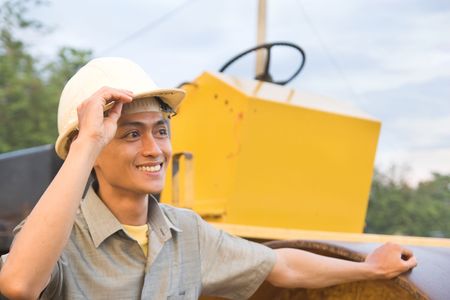 contractor at fieldの写真素材