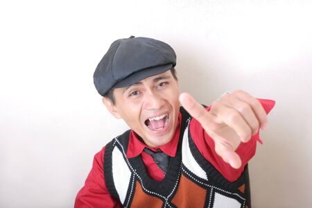 man pointing with exciting