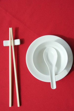 chinese restaurant table set upの写真素材