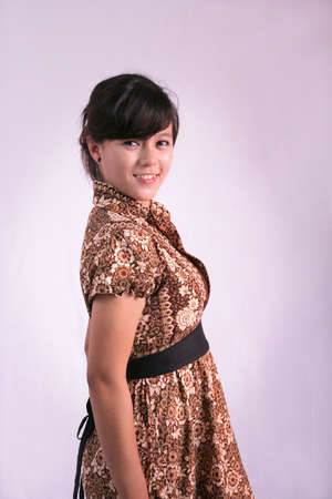 asian woman wearing batikの写真素材
