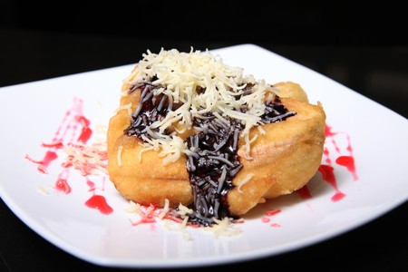 fried banana with cheeseの写真素材