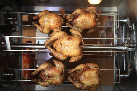 chicken or turkey in roast machineの写真素材