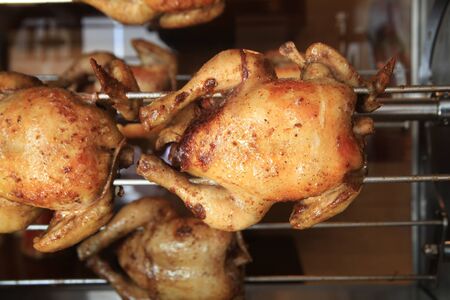 chicken or turkey in roast machineの写真素材