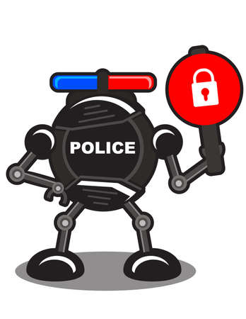 illustration of robotic police