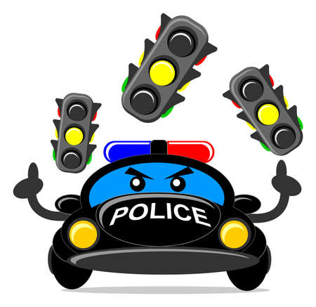 illustration of cartoon police carのイラスト素材