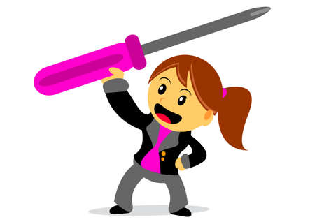 illustration of businesswoman cartoon character with her activityのイラスト素材