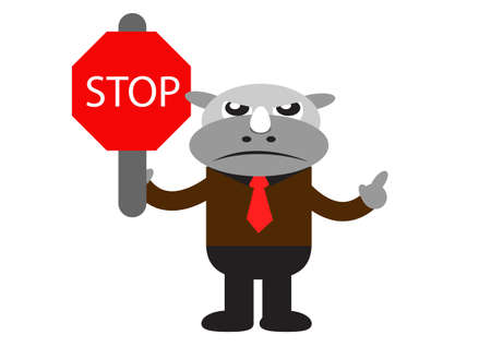 illutration cartoon character of Rhino Businessman in activityのイラスト素材