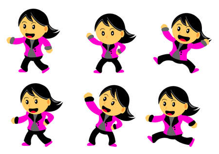 Illustration of Chibi Woman Cartoon Character in Activityのイラスト素材