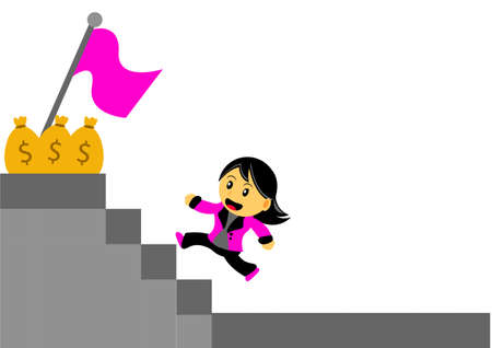 Illustration of Chibi Woman Cartoon Character in Activityのイラスト素材