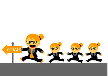 Illustration of Chibi Woman Cartoon Character in Activityのイラスト素材